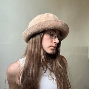 Vintage Camel Fuzzy Kangol Bucket Hat Y2K 90s Streetwear